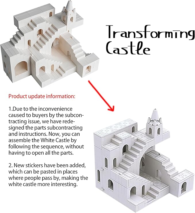 Magic Maze Building Block，White Transforming Castle Deformable Building Blocks（660PCS Gifts for Adults