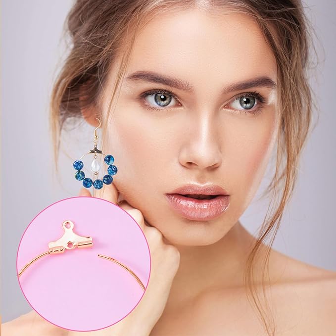 Pndeyo 700pcs Hypoallergenic Hoop Earrings Making Kit, Mix Size Earring Beading Hooks for Women, Spring Earring Wire Hooks Pads Accessories for DIY Jewelry Making- Gold
