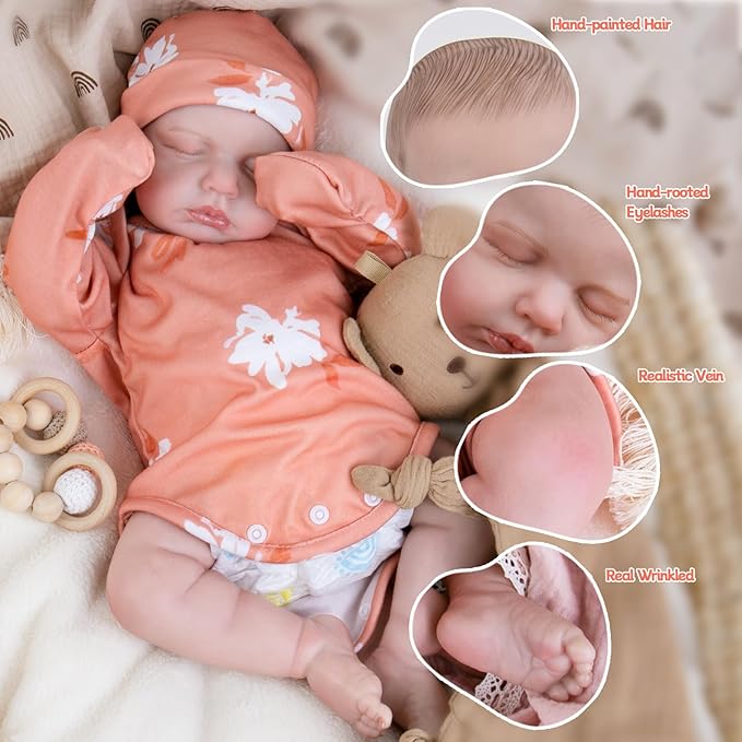 Aori Lifelike Reborn Baby Dolls Realistic Reborn Dolls 20 Inch Weighted Newborn Girl Doll with Cloth Body and Sleeping Eyes for Girls Age 3 and Gift Giving