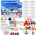 COOLJOY 24 Pack Build a Snowman Kit DIY Snowman Crafts,Air Dry Clay Modeling Crafts Kit,Christmas Stocking Stuffers for Kids,Christmas Gifts for Kids, Snowman Making Kit Toys