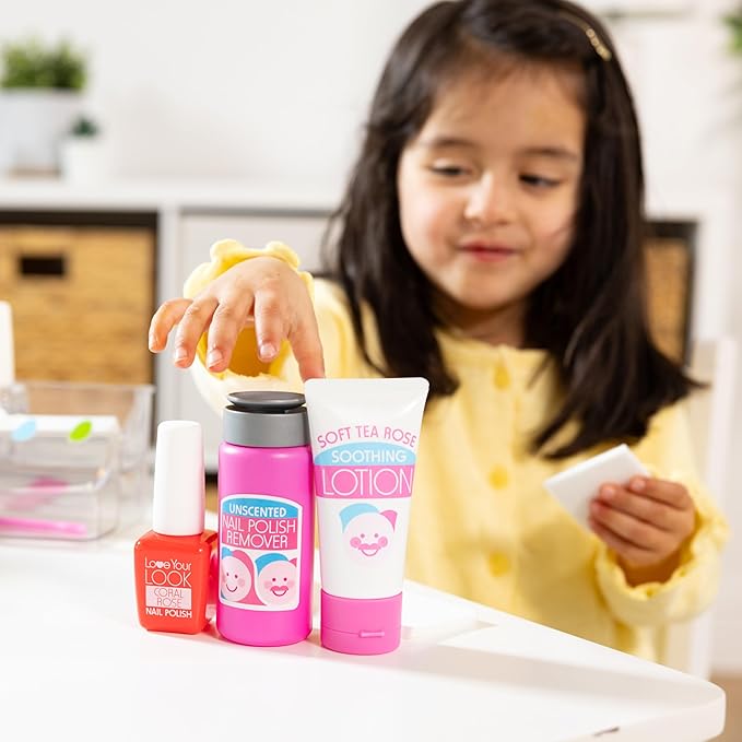 Melissa & Doug Love Your Look Pretend Nail Care Play Set – 20 Pieces for Mess-Free Play Mani-Pedis (Does NOT Contain Real Cosmetics), Pink