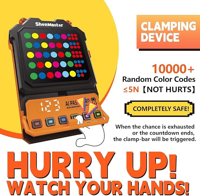 Crack The Code - Electronic Mastermind Code Breaker with Clamp, Handheld Super Decoder Puzzle for 1-8 Players, 10,000+ Logic Challenges for Kids & Adults Ages, Portable Travel Game & Gift