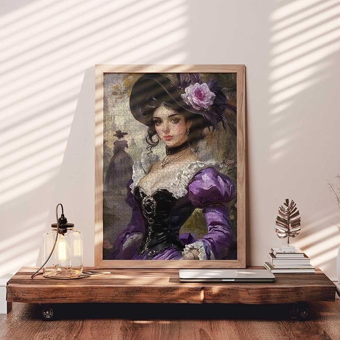 Medieval Women 1000 Piece Jigsaw Puzzles for Adults Challenging Puzzle Perfect for Game Nights Court Lady Fishbone Skirt Princess 1000 Piece Puzzle Finished Size is 27"x20"Inch