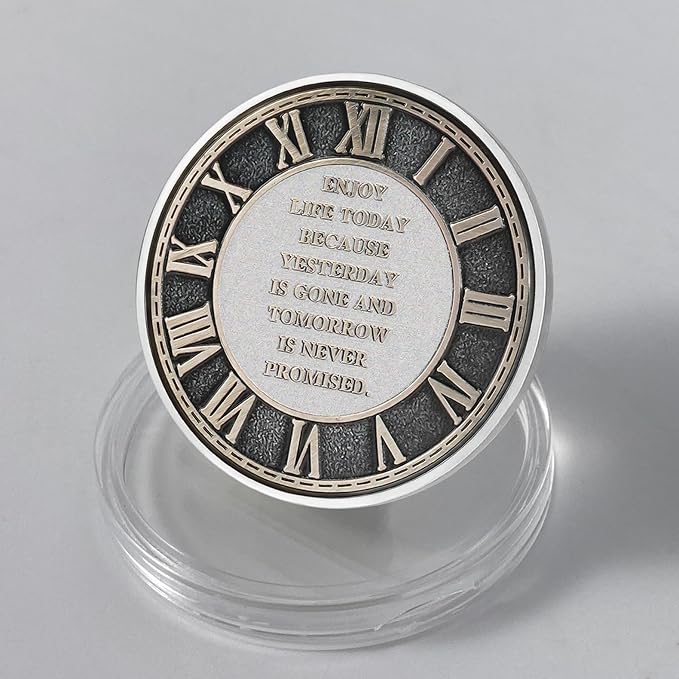 AtSKnSK Memento Mori Coin Momento Mori Coin Skull Coin Stoic Gifts Memento Mori Calendar Living Memento Mori Amor Fati Coin (Twilight Raven Skeleton)