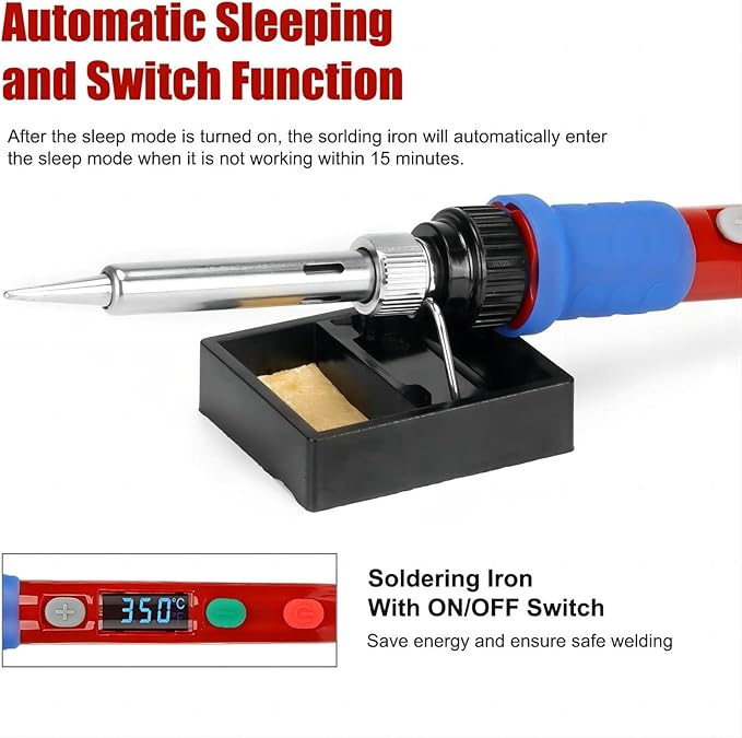 Soldering Iron Kit, 90W 110V LED Digital Soldering Iron with Ceramic Heater, Adjustable Temperature Soldering Welding Iron Kit, Auto-sleep, Thermostatic Design