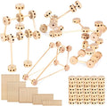 Zhanmai 2 Sets 120 Pieces Wooden Building Blocks Toys Kids Wooden Toys Educational Natural Wood Toys Learning Wooden Blocks Different Sized Toy Building Sets