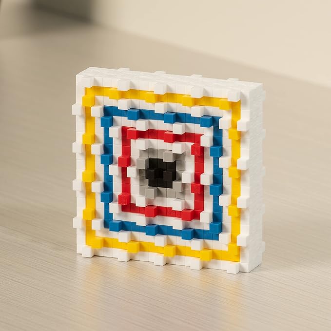 PLUS PLUS Inspired Art History Building Set, 3D Painting Kit & Craft Supplies for Kids, 350 Mini Interlocking Open Ended Pieces - Mondrian, Composition A