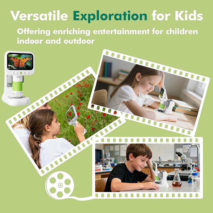 Digital Microscope for Kids,4.3" HD Screen Portable Microscope with 8 LED Lights,Educational STEM Science Toys with 8G SD Card for Photo/Video,Birthday Gifts for Boys Girls