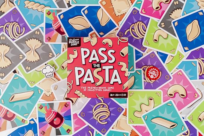 Professor PUZZLE Pass The Pasta Games - Family Board Game of Strategy and Shape Collection. - Perfect for Family Games Night.