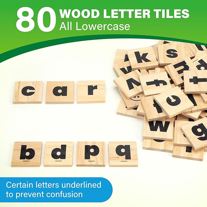 BenBen Spelling Games with 112 Flash Cards, Wooden Letter Tiles, CVC Sight Word Games for Kids Ages 4+, 1-4 Players, Decoding, Learn to Read Learning Toys for Kindergarten 1st 2nd 3rd Grade