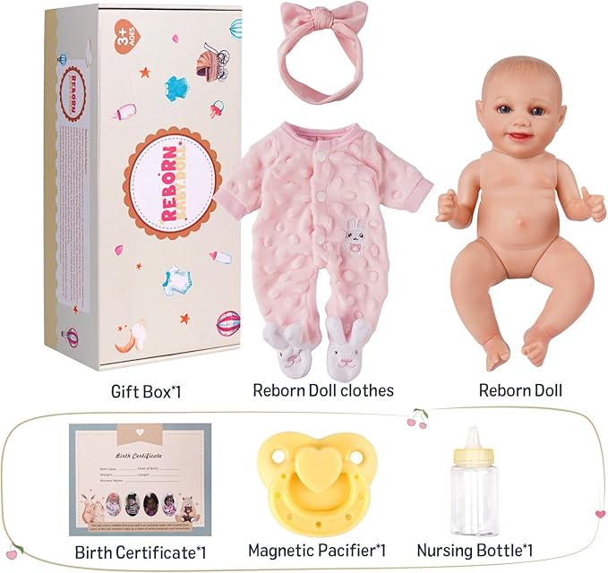 BABESIDE Lifelike Reborn Baby Dolls Sunny -12- Inch Realistic-Newborn Baby Doll Full Body Vinyl Real Life Baby Doll with Toy & Gift for Kids Ages 3+