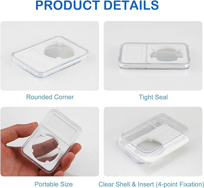 10-Pack Coin Slab Display Holder, Storage Case for Morgan, Peace, IKE Silver 38mm Dollar Coin, Organize Your Coin Collection with Clear Acrylic Cases