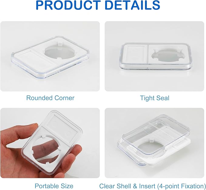20-Pack Coin Slab Display Holder, Storage Case for Morgan, Peace, IKE Silver 38mm Dollar Coin, Organize Your Coin Collection with Clear Acrylic Cases