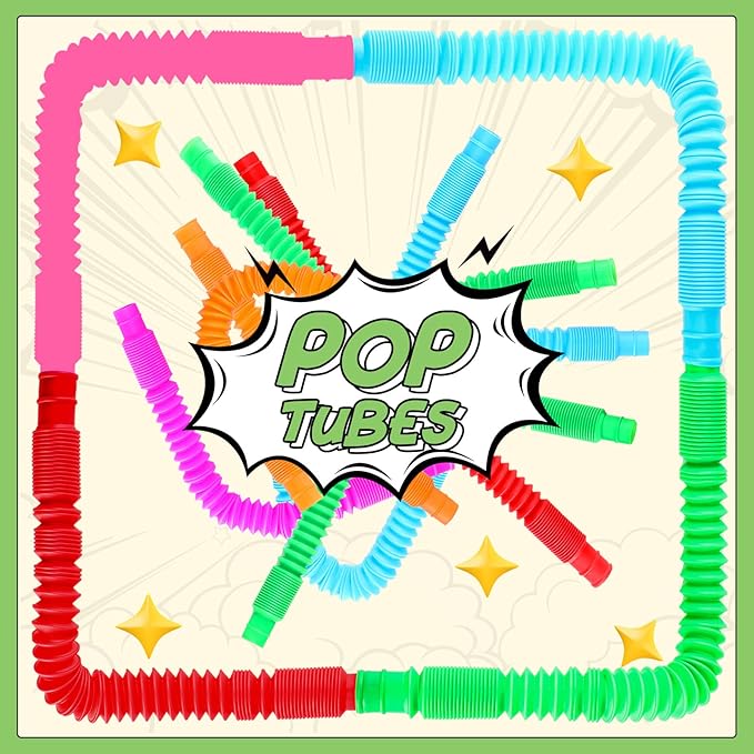 Jerify 300 Pcs Pop Tubes Sensory Toys Party Favors for Kid Fidget Toy Sensory Learning Tubes for Anxiety Goodie Bag Stuffers School Classroom Prizes Gift Adults Stress Relief Birthday Halloween Party