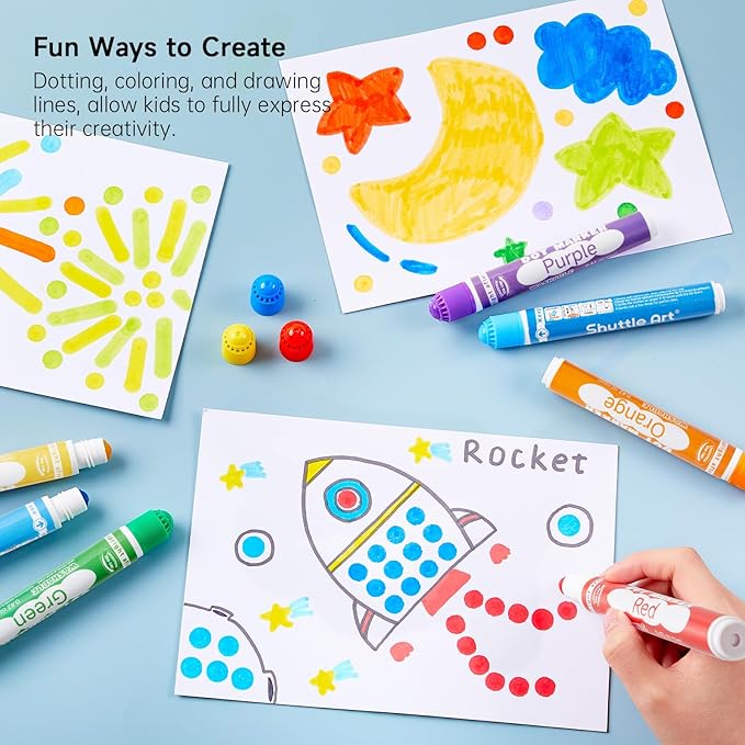 Shuttle Art Dot Markers, 20 Colors Washable Markers for Toddlers,Bingo Daubers Supplies Kids Preschool Children, Non Toxic Water-Based