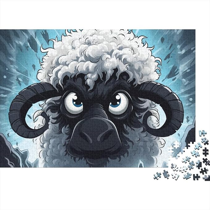Sheep Thickened Wooden Jigsaw Puzzles for Adults Fun 500 Pieces 3D Animal Education Game Toy Intellectual Game Stress Relief Toy Decoration Relaxation and Intelligence 500pcs (52x38cm)