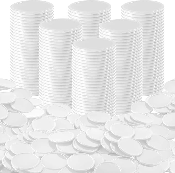 Coopay 1000 Pieces 1 Inch Bingo Chips Bulk, Bingo Markers for Math Practice, Plastic Learning Counters Disks Counting Discs and Poker Chips Game Tokens Kids Reward (White)