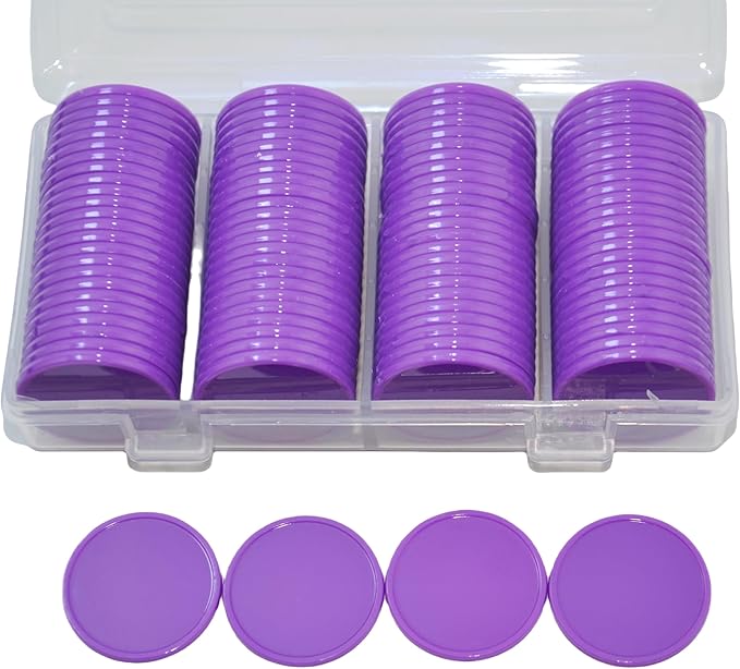 Smartdealspro Set of 100 25MM/1 Inch Opaque Plastic Learning Counting Counters Poker Chips (Purple)