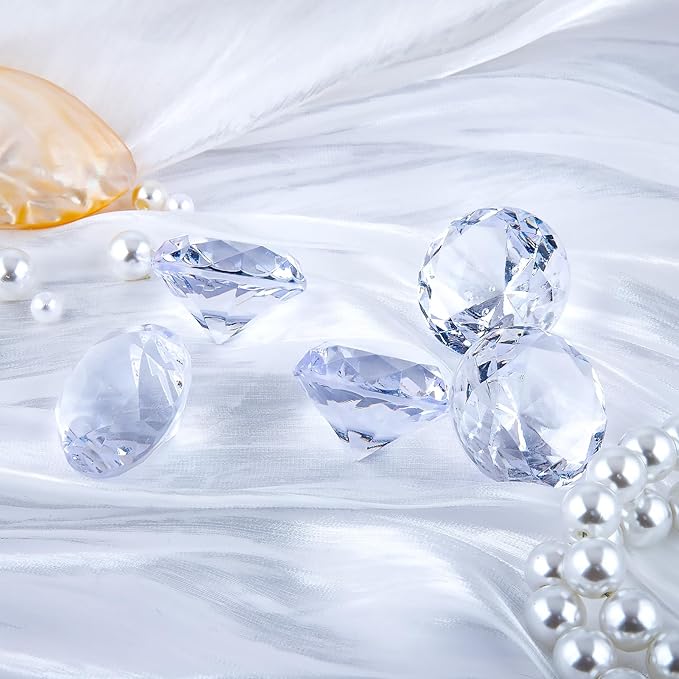 Niceup 26PCS Fake Diamonds Gem Toys, 1.5in Clear Pool Diving Gems Acrylic Plastic Gemstones for Kids, Party Décor Jewels Treasure Hunt Hiding Sensory Bin Filler Toys Craft Supplies