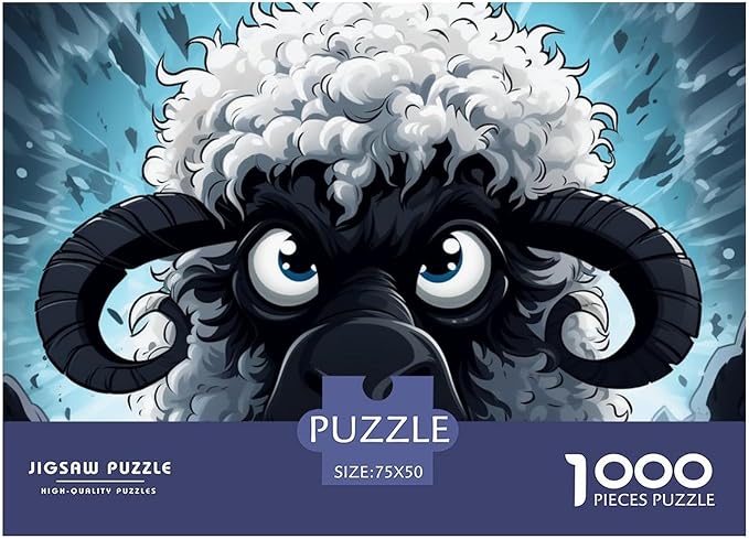 Sheep Thickened Wooden Jigsaw Puzzle for Adults Fun 1000 Piece 3D Animal Toy Intellectual Game Home Decoration Education Game Stress Relief Relaxation and Intelligence 1000pcs (75x50cm)