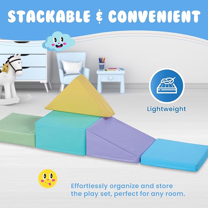 New Bounce Toddler Climbing Toys - Soft Play Set for Kids - Foam Climbing Blocks - Safe Soft Gym Equipment - Great for All Ages