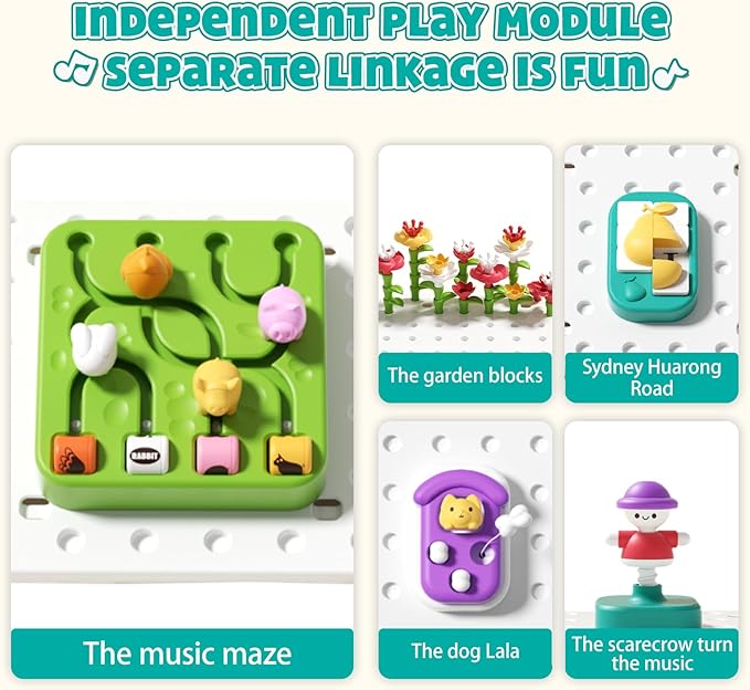 auby STEM Learning Toys for Toddlers 1-3 - Montessori Fine Motor Skills Development Toy with 30+ Building Blocks, Forest Maze Game & Garden Playset for Baby Boys Girls Age 18M+