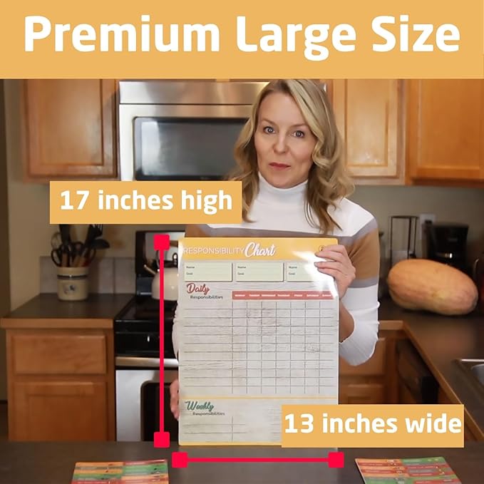 Premium Large Magnetic Chore Chart for Kids Multiple Kids - Chore Board - Behavior Tracker at Home - Reward Board - Daily Responsibility Schedule - Teens Incentive Routine - Magnetic for Refrigerator