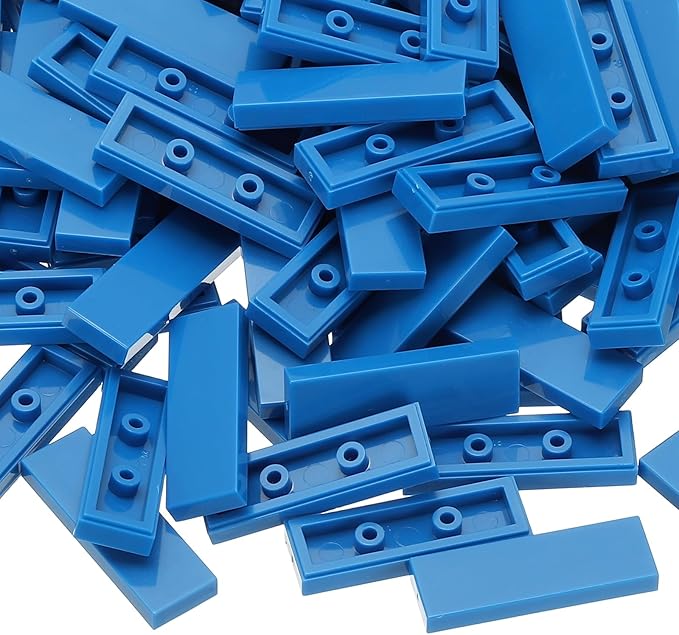 PATIKIL 122 Pcs Flat Blocks Bulk, 1x3 Square Blue Classic Tiles Smooth Surface Mini Building Blocks Accessories Compatible Bricks Kits for Building Floor Walls Mosaic Pixel Arts