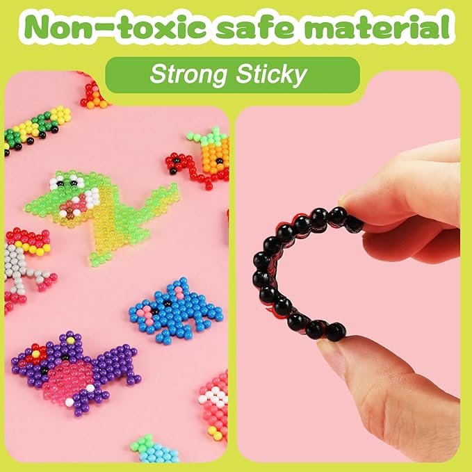 Fuse Beads Non-Iron Kit Over 3200 Beads 28 Colors Makes Creations with No Heat Mega Bead Refill