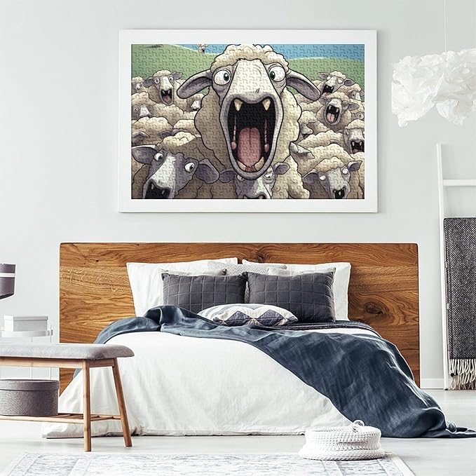 Sheep for Adults Fun Thickened Wooden Jigsaw Puzzles 500 Piece 3D Animal Stress Relief Home Decoration Toy Intellectual Game Education Game Challenge Educational 500pcs (52x38cm)