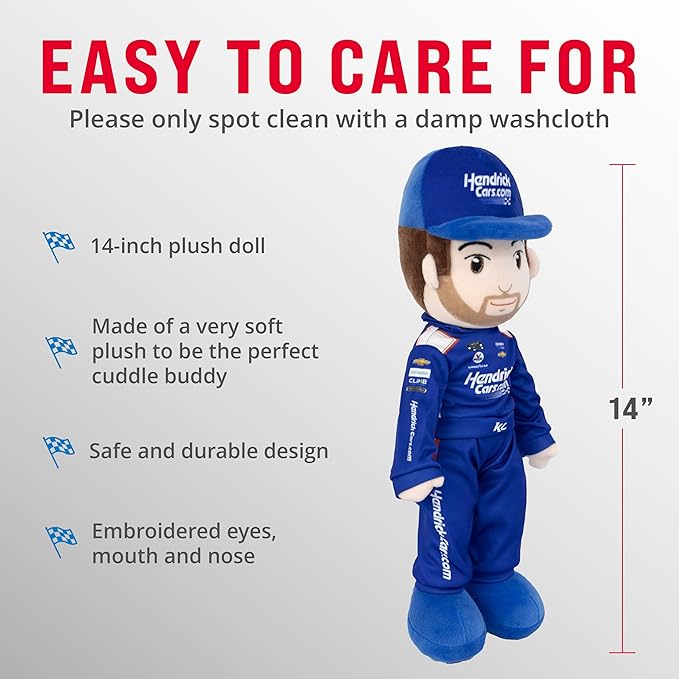 Playtime by Eimmie NASCAR-Themed Soft Baby Doll, 14-Inch Plush Racing Rag Doll for Kids, Hendrick Motorsports Kyle Larson Plush Figure, Fabric Stuffed Toy for All Ages