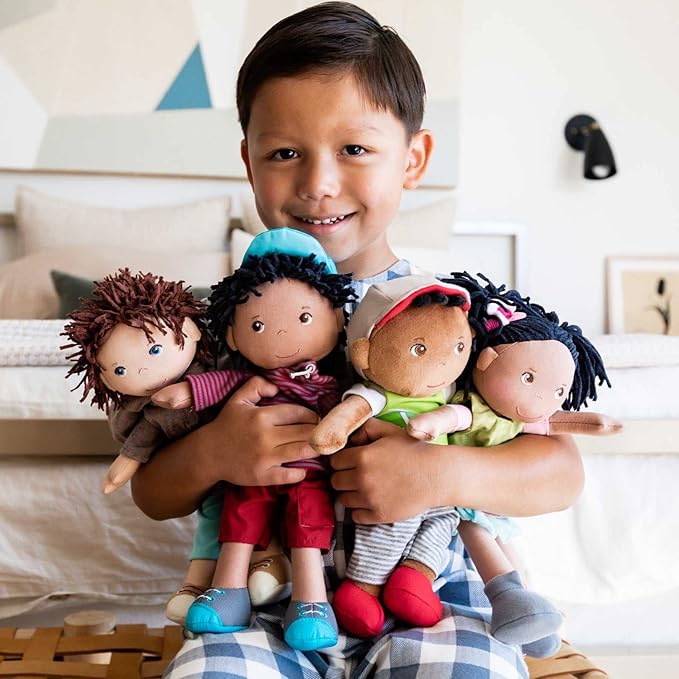 HABA Soft Doll Mason – 11.5" Plush Baby Boy Toy with Black Hair and Soft Toddler Companion for Ages 6 Months and Up, First Doll Gift for Kids, Machine Washable, Huggable & Durable
