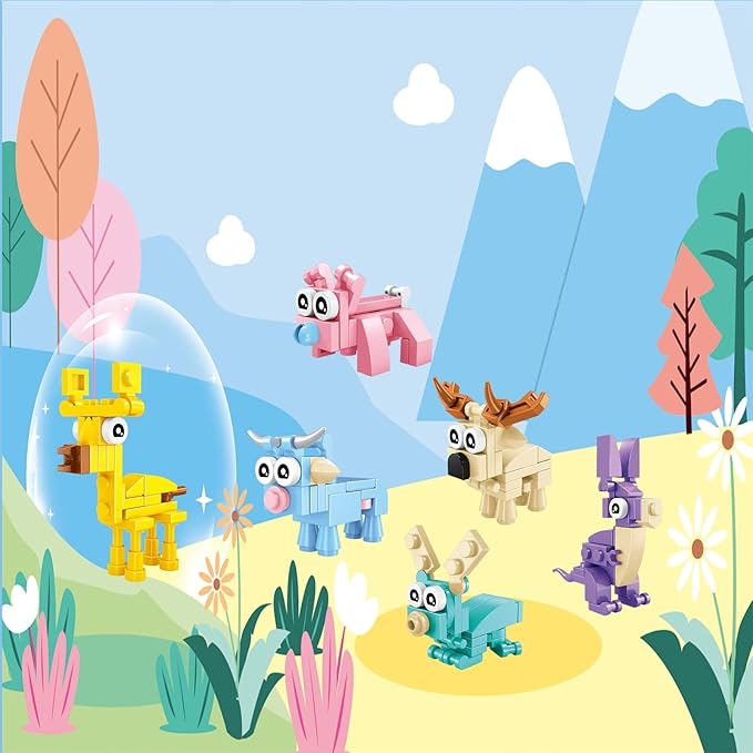 Party Favors for Kids - 24 Pack Animals Building Blocks for Goodie Bags Stocking Stuffers Classroom Prizes Birthday Gifts Toy Building Sets for Kids 6-12yrs