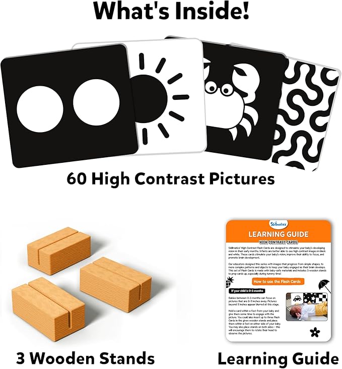 Skillmatics Large Flash Cards for Babies & Infants - High Contrast, 60 Pictures, Visual Stimulation & Sensory Development, Travel Friendly, Gifts for Infants 0 to 12 Months