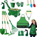 Kids Gardening Tools Set,15Pcs Wheelbarrow Set for Kids with Shovel, Rake, Watering Can Outdoor Backyard Farm Digging Toys, Halloween Christmas Birthday Gifts for Boys Girls