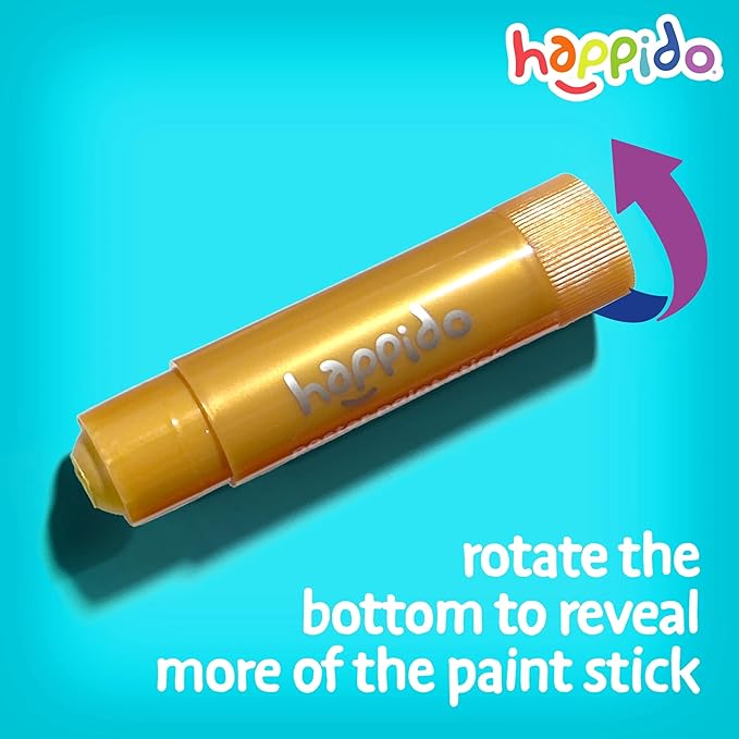 Happido Set of 12 Twistable Tempera Paint Sticks For Kids, Quick Drying, No Mess Art Supplies for Toddlers and Kids Ages 4-6 - METALLIC COLORS
