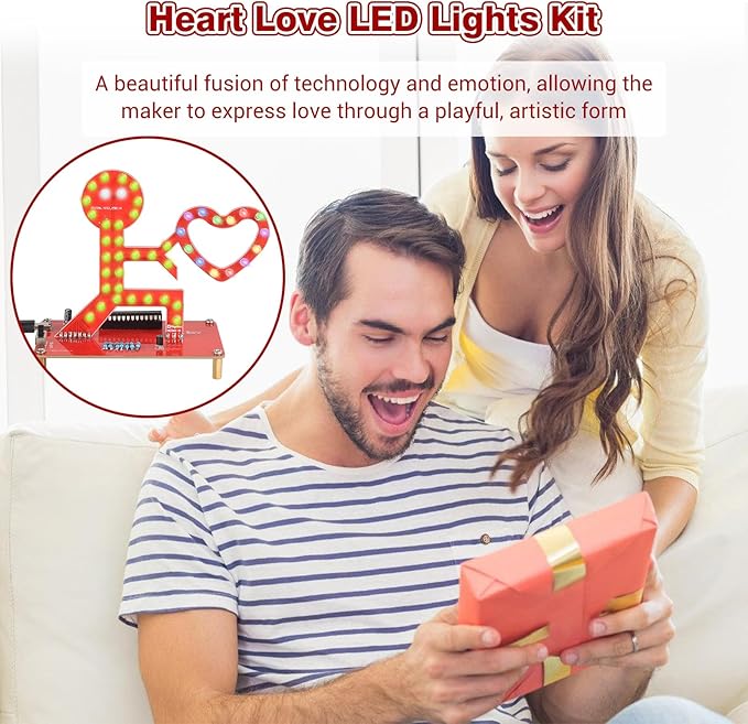 Soldering Learning Kit, ICSTATION Give You My Heart LED Soldering Project Love Proposal RGB LED Light Soldering Practice Kit for Beginners Diyers Student Education and Perfect Present for Father's Day