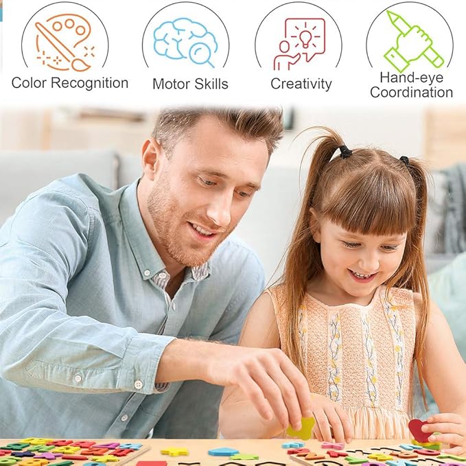 Puzzles for Toddlers,3 Pack Wooden Alphabet Number Shape ABC Name Toys for Kids 1-3 Years Old, Montessori Preschool Educational Gift Learning Letter Puzzles Toys Ages 1 2 3 4 5