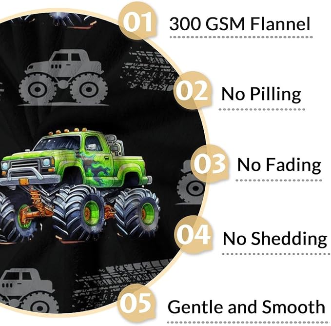 Boys Blanket Gift Truck Throw Blankets for Kids Adults, 50x60 Inches Lightweight Throw for Sofa Couch Bed Car