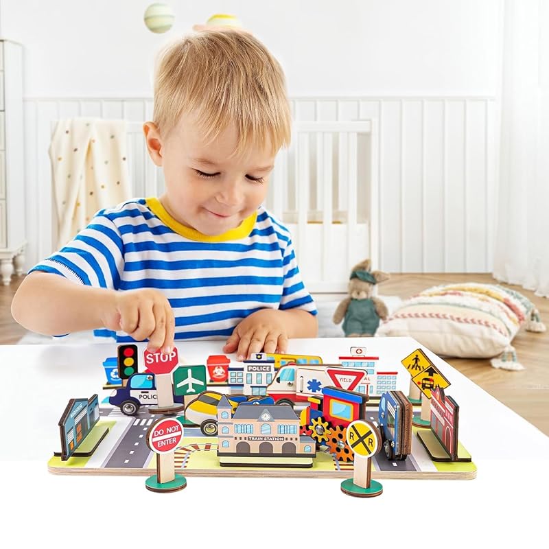 Personalized Wooden Name Puzzle for Toddlers 1-5 - Montessori Wooden Vehicle Sensory Toy, Custom Educational Gift for 2 Year Old, Cars & Trucks Toy for Toddlers, Ideal for Birthdays