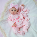 WOOROY Lifelike Reborn Baby Dolls - 18 Inch Silicone Baby Girl Vinyl Body Realistic Newborn Dolls with Open Eyes, Handmade Poseable Real Life Baby Doll, Gift with Doll Accessories for Kids 3+