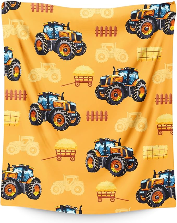 Kids Blanket Tractor Throw for Kids Adults, 60x80 Inches Lightweight Soft Cute Tractor Decor Throw Blankets for Sofa Chair Couch Bed