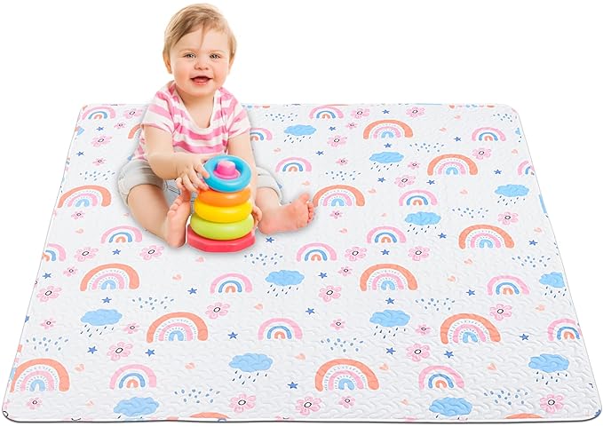 Machine Washable Baby Floor Play Mat 59x59”, Non Slip One-Piece Baby Crawling Mats for Tummy Time, Portable Playpen Mat Playmat for Babies Infants and Toddlers