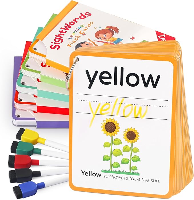 Big Size Sight Words Flash Card Kindergarten, 250 Dolch Sight Word Game with 5 Levels, Preschool Toddler Flash Card for Writing Reading Spelling Game, Educational Learning Toy for Kid Age 3+