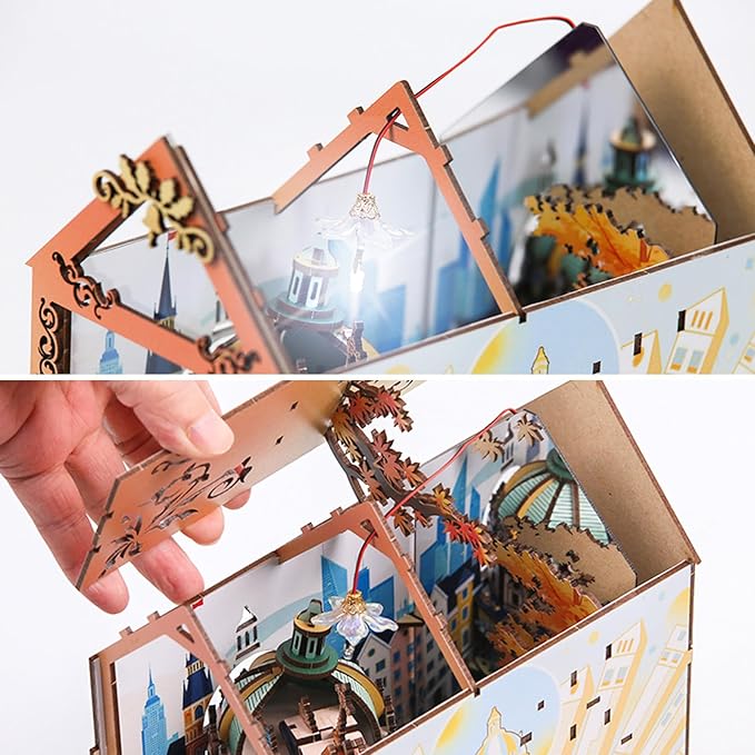 3D Denmark Book Nook Kit, Miniature Dollhouse Booknook Kit, Interactive Wooden Dollhouse kit, Bookshelf Decor Puzzle, Bookend Decor Kit for Adults and Teens