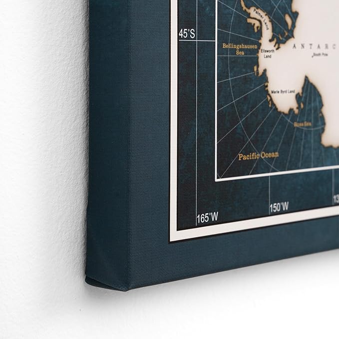 Canvas World Map with Cork Pin Board - English Lettering - Decorative Wall Decoration for All Rooms - Canvas Pictures with World Map Motif (120x80 cm, Pattern 19)