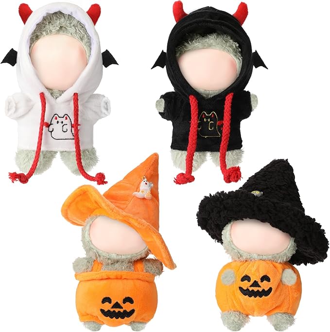 4 Sets 17cm Doll Clothes Outfits Dolls Costume Accessories for Spooky Halloween Dressed up Fashion Handmade Party Favors Decoration Gifts