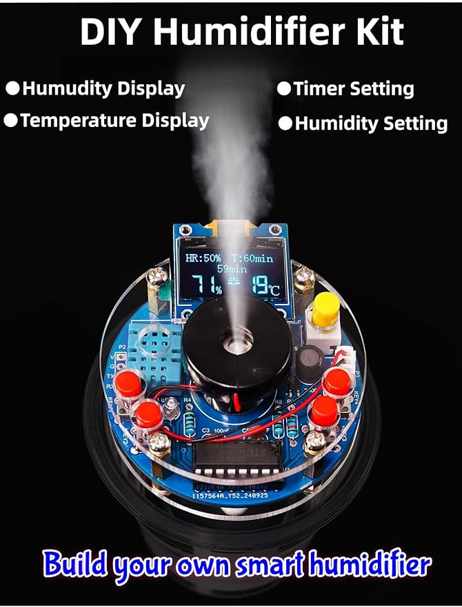 DIY Humidifier Soldering Practice kit, Complete Soldering Project kit with Components, PCB & Enclosure, Perfect for Electronics Enthusiasts & Beginners