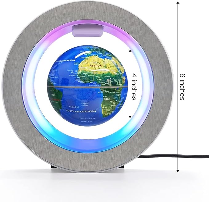 Flagest Magnetic Levitation Floating Globe - Levitating O Shape Globe with LED Lights for Education Home Office Desk Decor - Birthday Holiday Party Gift (4Inches）