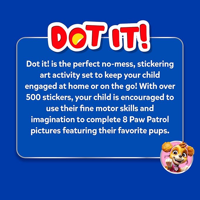 Skillmatics Dot It Sticker Art - PAW Patrol, Mess-Free Craft Kits, Stocking Stuffers for Kids, 500+ Stickers, DIY Scrapbooking, Travel Activity, Christmas Gifts for Boys & Girls Ages 3, 4, 5, 6, 7